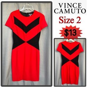 Vince Camuto Bold Red and Black Mini Dress